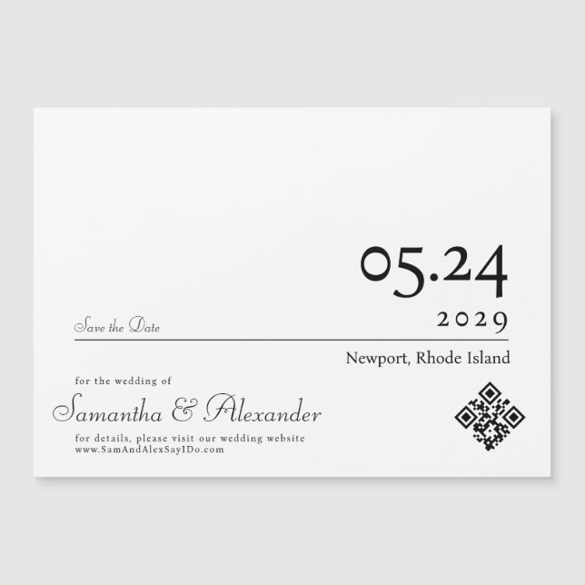 Chic Simple Script Non-Photo Wedding Save The Date Magnetic Invitation (Front)