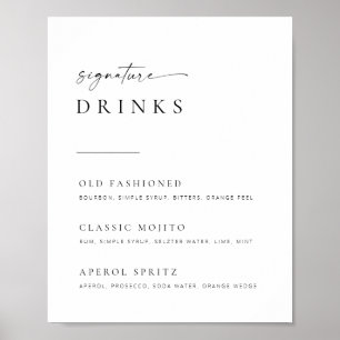 Chic + Simple Script Wedding Signature Drinks Sign