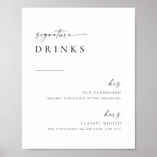 Chic + Simple Script Wedding Signature Drinks Sign