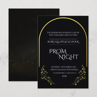 Chic Simplicity: Black Minimalist Prom Night Invitation