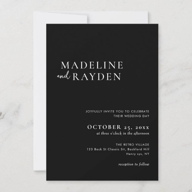 Chic Simplicity Black White Photo Collage Wedding Invitation (Front)