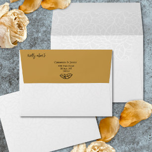 Chic Smoke White Leaf Pattern Wedding Invitation Envelope
