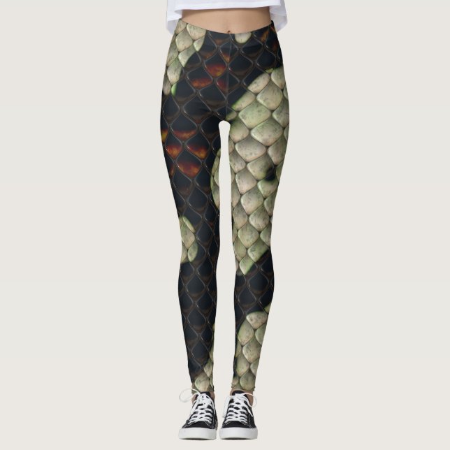 Chic Snake Skin Animal Pattern Leggings (Front)
