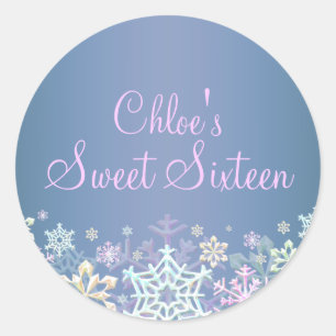 Chic Snowflake Blue Sweet 16 Sticker
