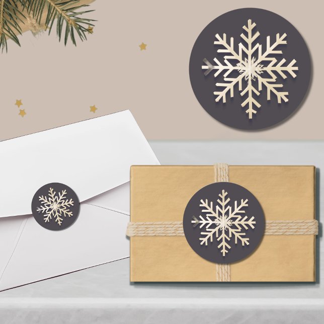 Chic Snowflake Holiday Round Sticker (Creator Uploaded)