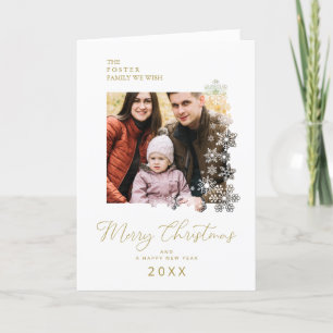 Chic Snowflakes Frame Modern Elegant Christmas Holiday Card