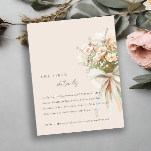Chic Soft Blush Floral Bouquet Wedding Details Enclosure Card