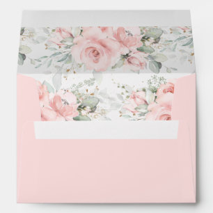 Chic Soft Blush Floral Roses Greenery A7 Envelope