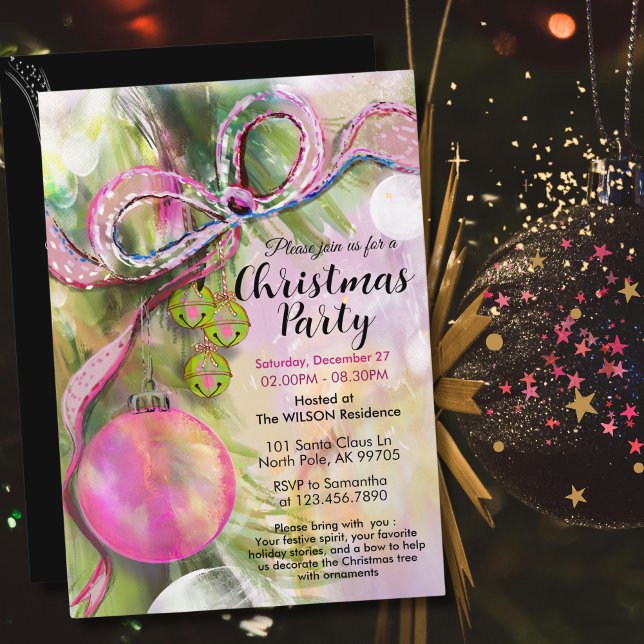 Chic Soft Pink & Sage Green Watercolor Christmas Invitation (Chic Soft Pink & Sage Green Watercolor Christmas Invitation)