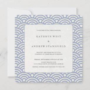 Chic Soft Purple Seigaiha Waves Beach Wedding Invitation