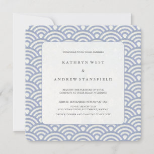 Chic Soft Purple Seigaiha Waves Beach Wedding Invitation