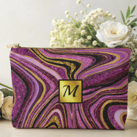 Chic Sparkle Glitter marble art pink gold monogram