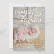 Chic Sparkling Merry & Bright Holidays Carte photo