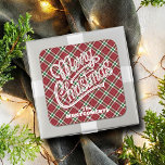 Chic Sparkly Plaid Christmas  Square Sticker<br><div class="desc">Celebrate the holidays with these sparkly plaid Christmas design personalized stickers for your gift-giving,  party favors and more. MATCHING items in our collection.</div>