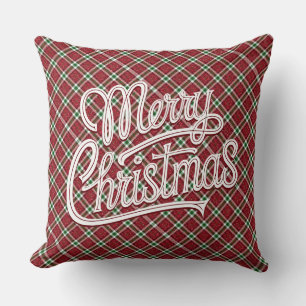 Chic Sparkly Plaid Christmas  Throw Pillow