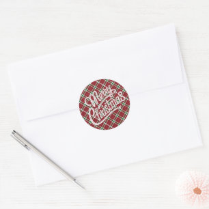 Chic Sparkly Plaid Merry Christmas Envelope Seals