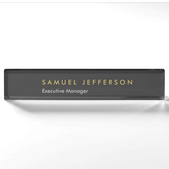 Chic special black professional plain modern nameplate (Front)