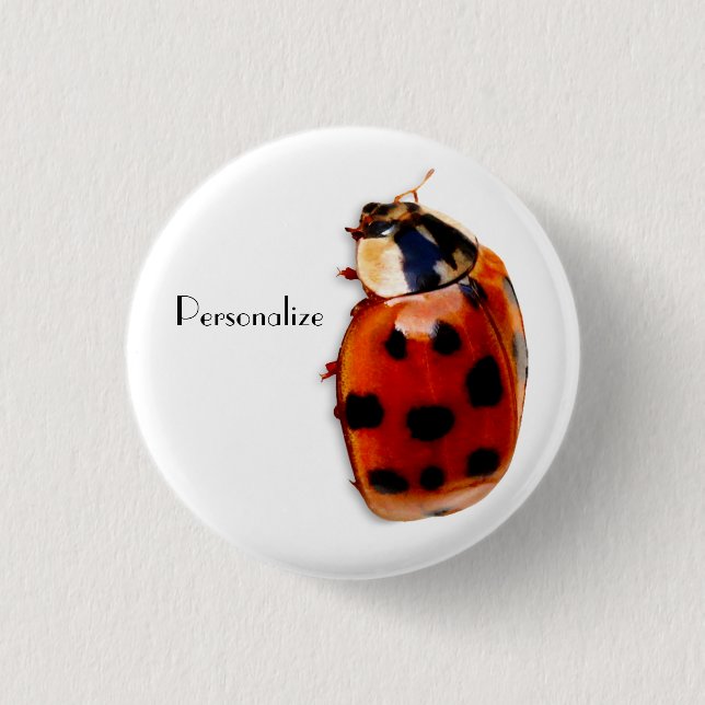 Chic Spotted Ladybug With Name 1 Inch Round Button (Front)