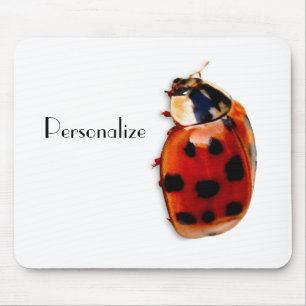 Chic Spotted Ladybug With Name Mouse Pad