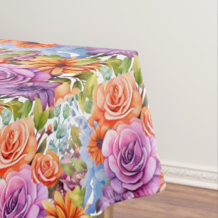Chic Spring Colours Flowers Floral Tablecloth