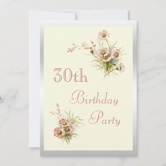 Chic Spring Flowers 30th Birthday Invitation (Front)