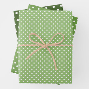 Chic Spring Forest Green Polka Dots Pattern Wrapping Paper Sheet