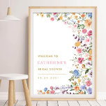 Chic Spring Garden Floral Bridal Shower Welcome Poster<br><div class="desc">This classy welcome sign will surely brighten up your event. The design features cheerful watercolor wildflowers mixed with lush greenery foliage. Use the text fields to personalize the card with your own wording and details. The background colour of the invite is set to white, but feel free to choose a...</div>