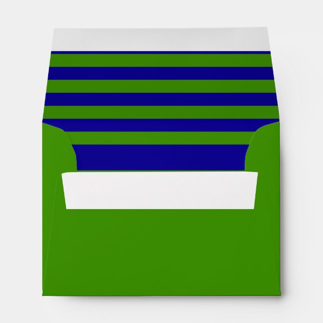 Chic Spring Green and Blue Stripes Mailing Envelop Envelope (Back (Bottom))
