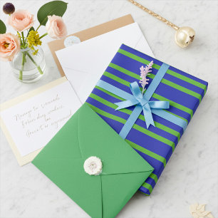 Chic Spring Green and Blue Stripes Wrapping Paper