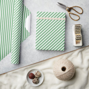 Chic Spring Mint Green White Stripes Pattern Wrapping Paper