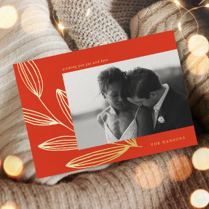 Chic Sprout Red and Gold Foil Holiday Photo Card