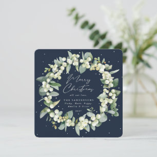 Chic Square Snowberry+Eucalyptus Christmas Wreath Holiday Card