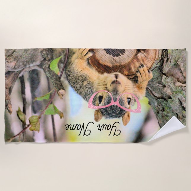 Chic squirrel beach towel (Front)