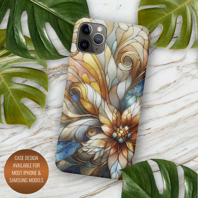Chic Stained Glass Floral Mosaic Art Pattern Case-Mate iPhone Case (Creator Uploaded)