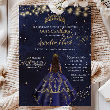 Chic Starry Night Navy Blue Dress Gold Quinceañera