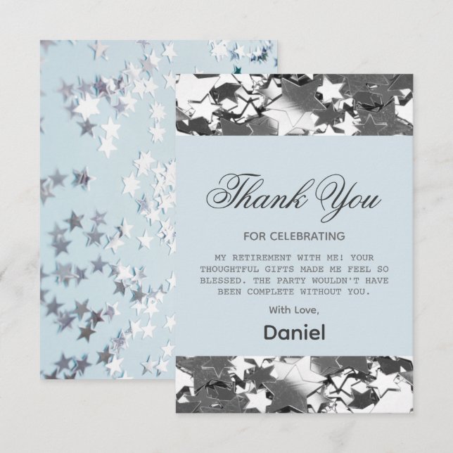  Chic Stars Surprise Retirement Party 2025 Thank You Card (Front/Back)