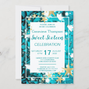 Chic Stars Sweet Sixteen Party Invitation