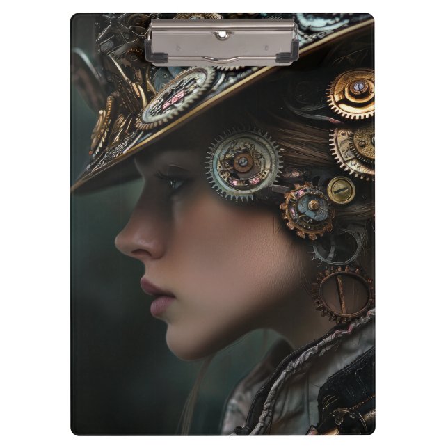 Chic Steampunk Woman  Clipboard (Front)