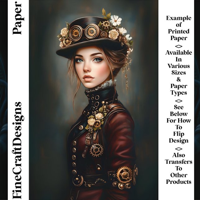 Chic Steampunk Woman Portrait CJ3 Scrapbook Paper (Creator Uploaded)