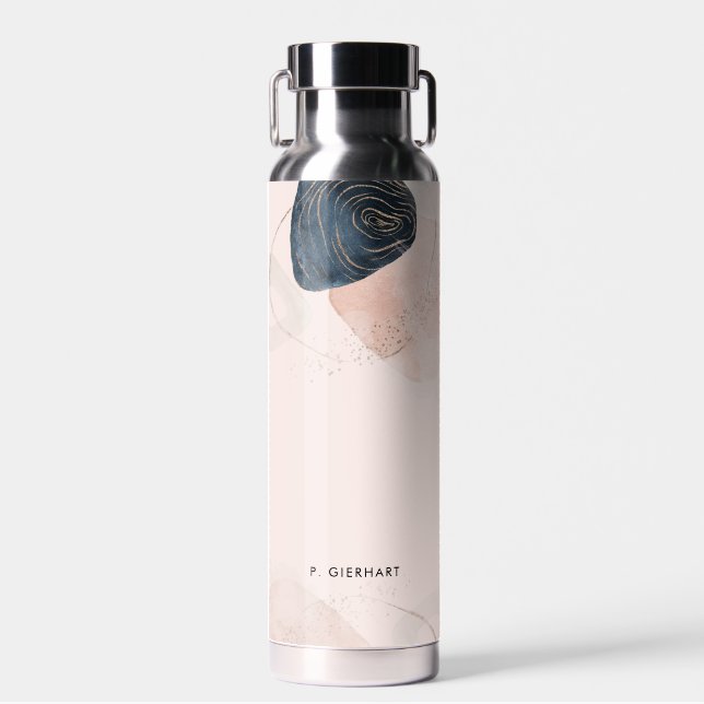 Chic Stone Marble Personalized Water Bottle (Front)