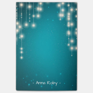 Chic String Lights Turquoise Blue Glitter Sparkle Post-it Notes