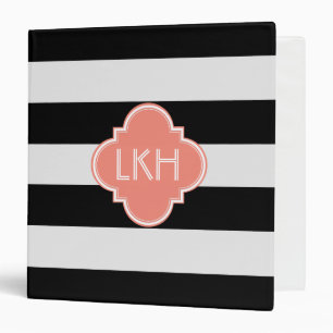 Chic Stripe & Three Monogram Binder