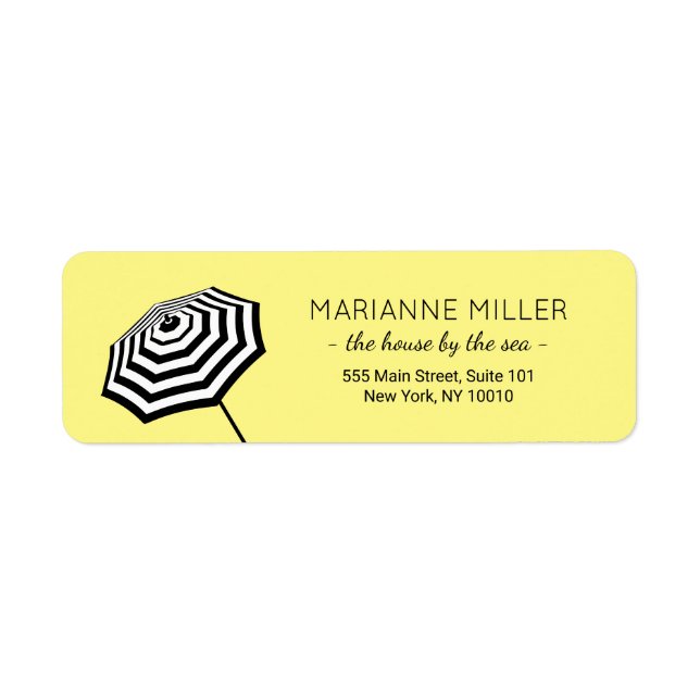 Chic Striped Beach Umbrella Logo Yellow (Front)