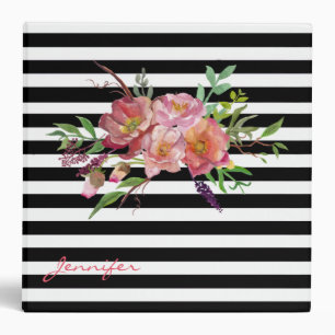 Chic Stripes and Flowers Custom Binder