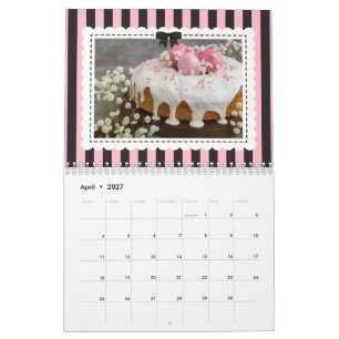 Chic Stripes Bow Business Bakery Promo Photos Calendar