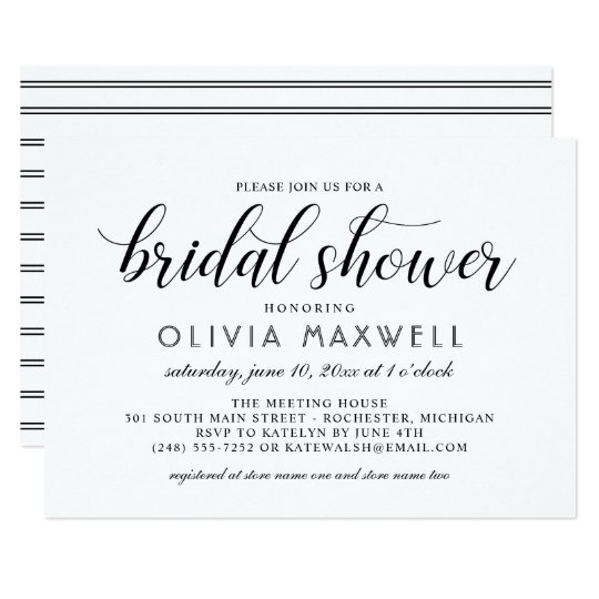 Chic Stripes Bridal Shower Invitation | White