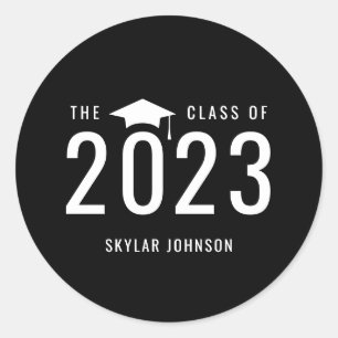 Chic Stripes EDITABLE COLOR Graduation Stickers