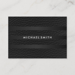 Chic Stripes Faux Leather Business Card