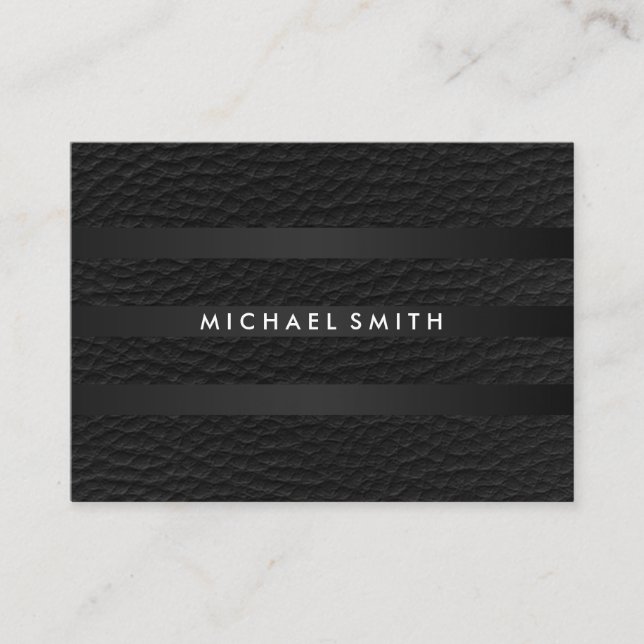 Chic Stripes Faux Leather Business Card (Front)