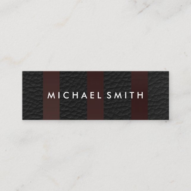 Chic Stripes Faux Leather Mini Business Card (Front)
